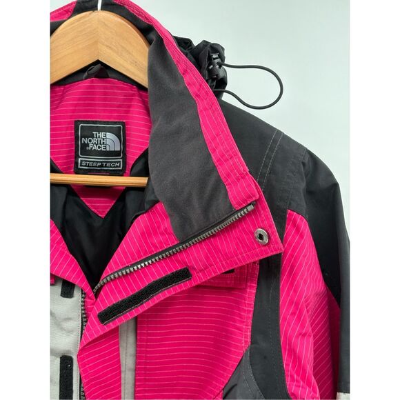 The North Face Steep Tech Jacket Women Size Small Pink Black Hood Belt Snow Ski - Picture 5 of 12